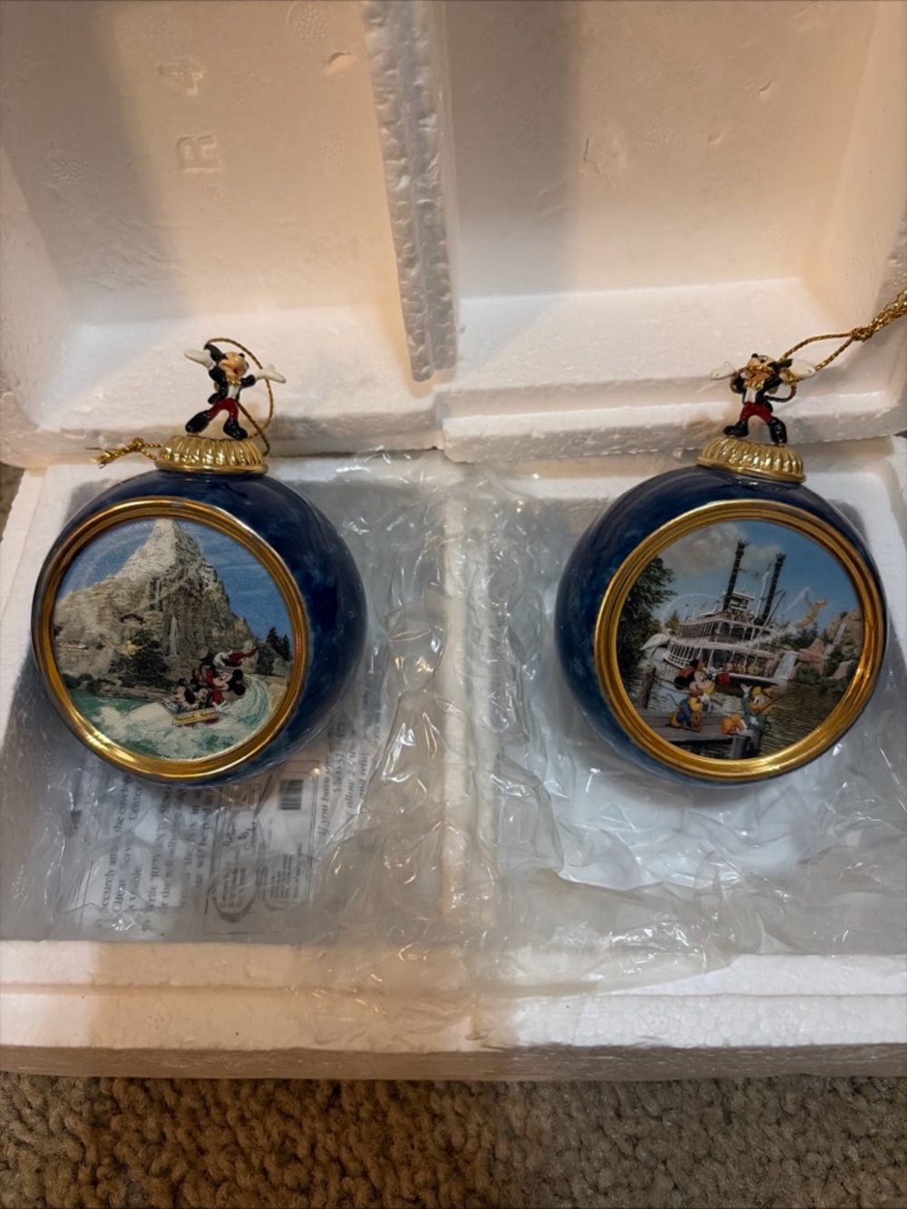 Disney Navy Blue and Gold Mickey Mouse Holiday Ornament Set - 2-Piece